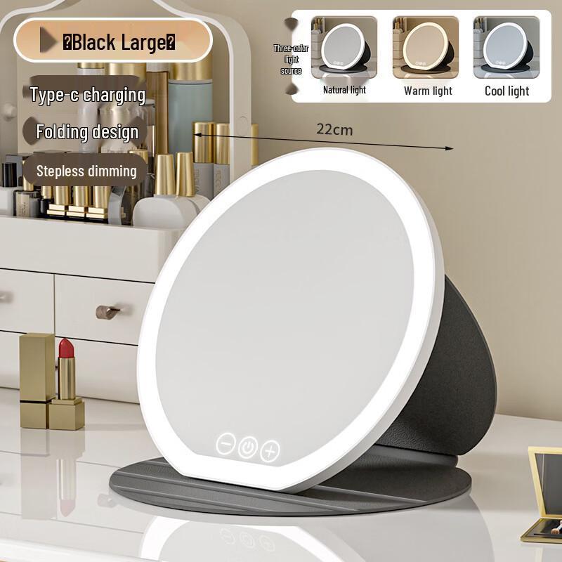 oenyled Round Portable LED Makeup Mirror
