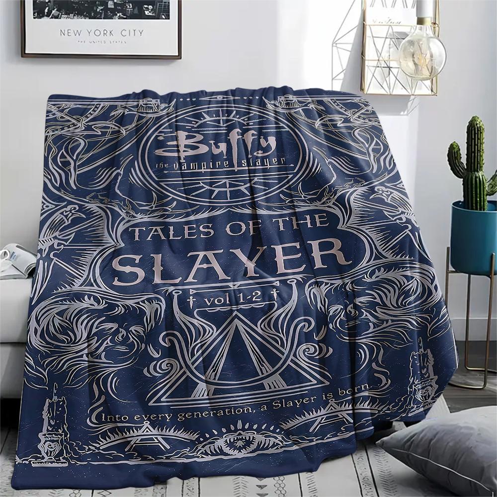 1PC Buffy the Vampire Slayer Print Flannel Blanket, High quality All Seasons, Home Decor, Warmth and Comfort, Perfect for Christmas Gifts