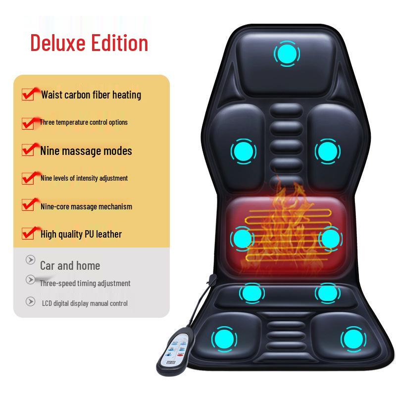 Enlong Multifunctional Heated Vibration Neck & Back Massager Cushion for Car and Home Use