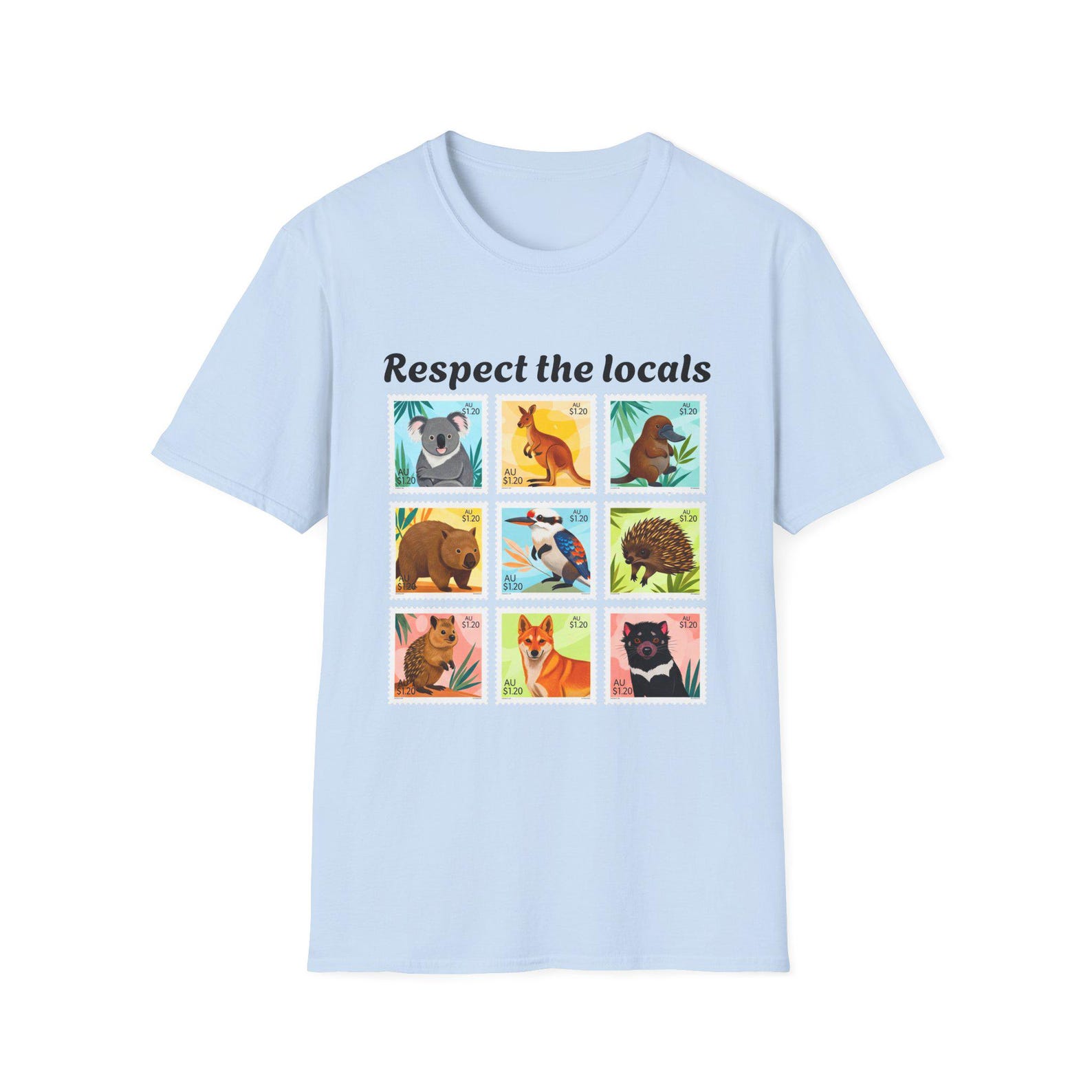Australian Animals Stamp Tee: Respect the Locals Softstyle Shirt S