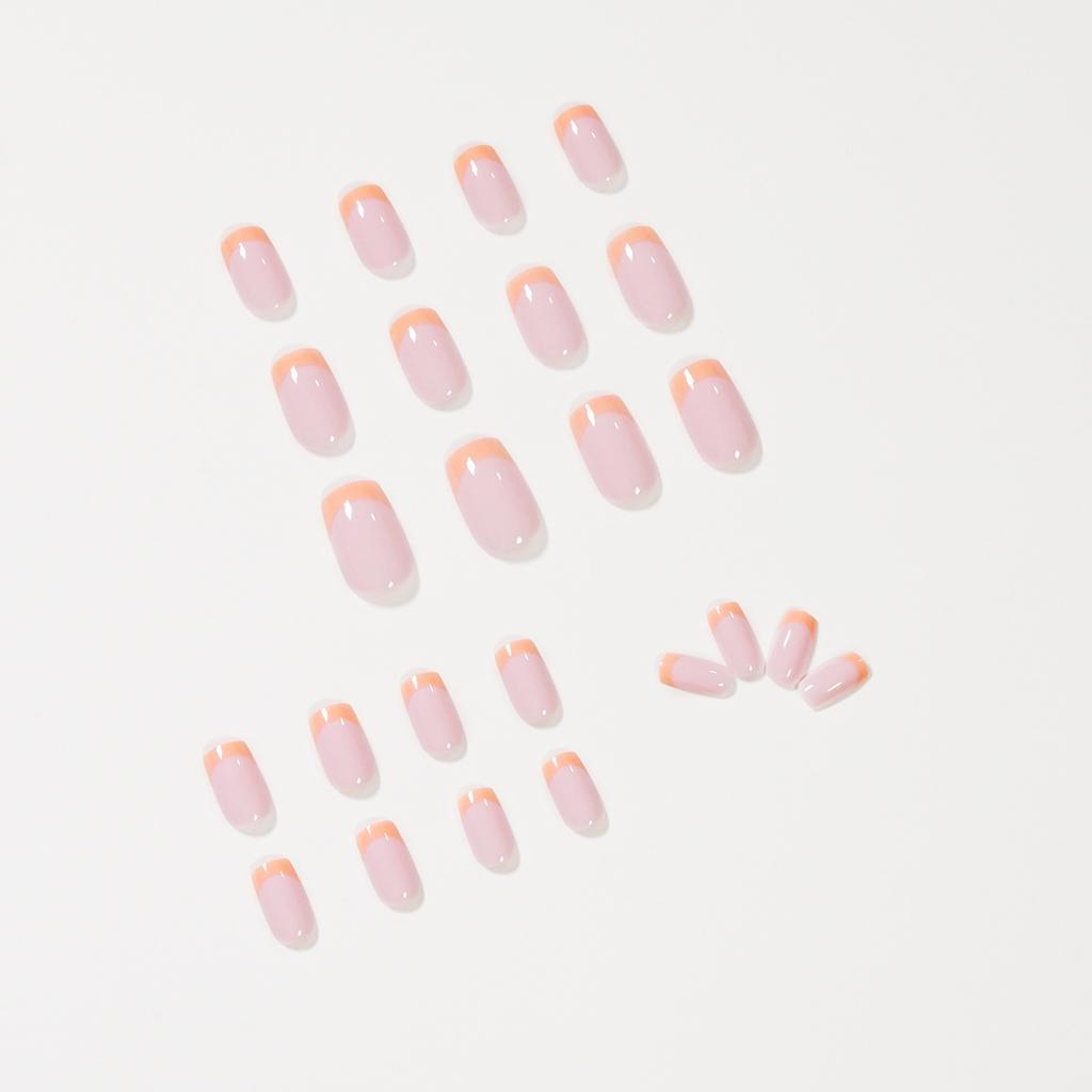 Nahý Oranžový Francouzský Perlový Nosící Nehet Hotová Nehtová Umělecká Náplast Umělý Nehet Náplast na Nehty Voděodolná Odnímatelná
