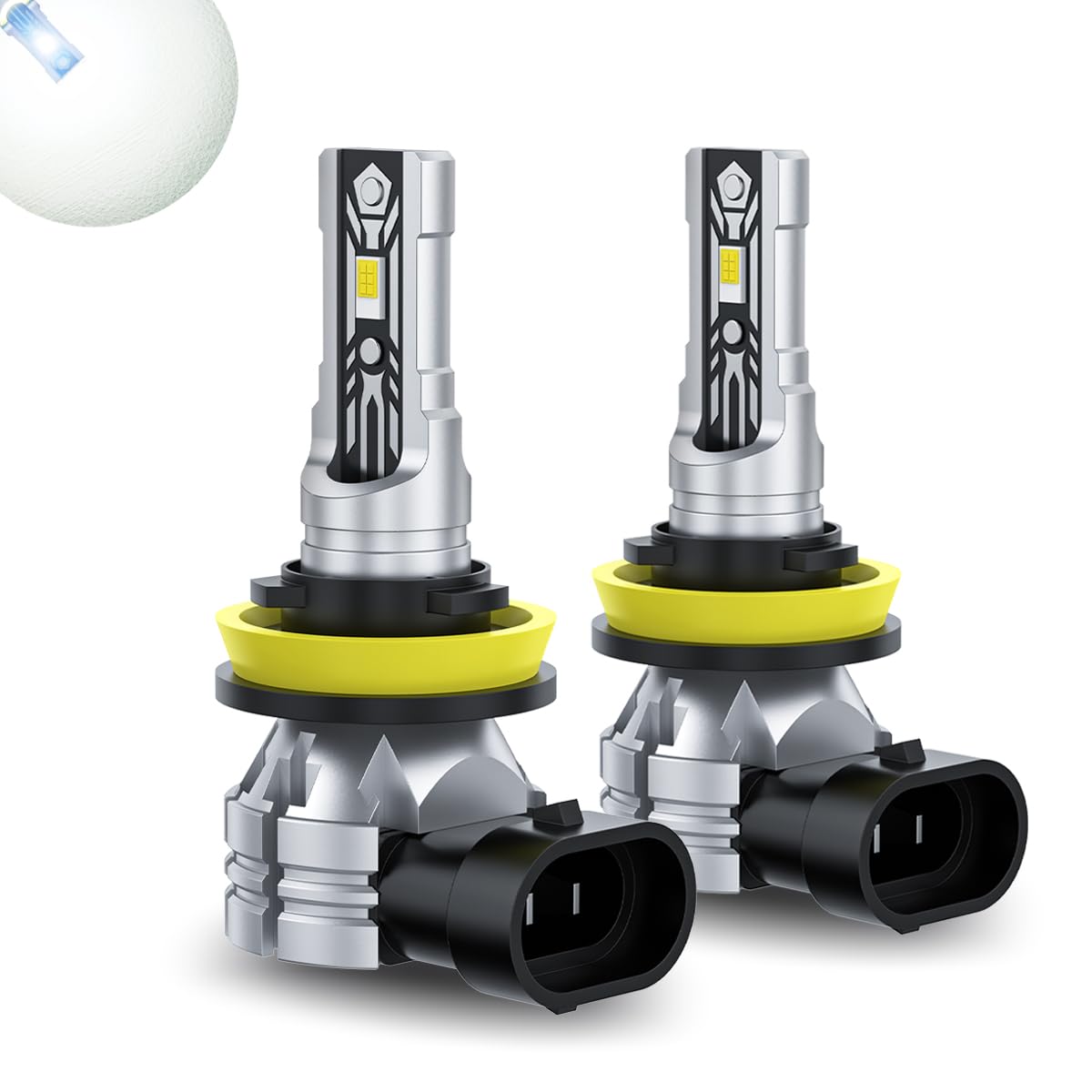 

Светодиодная фара LEROTOPS H11/H8/H16, Совместима с новым техосмотром транспортного средства, Интегрированный тип размера, Оборудована белый