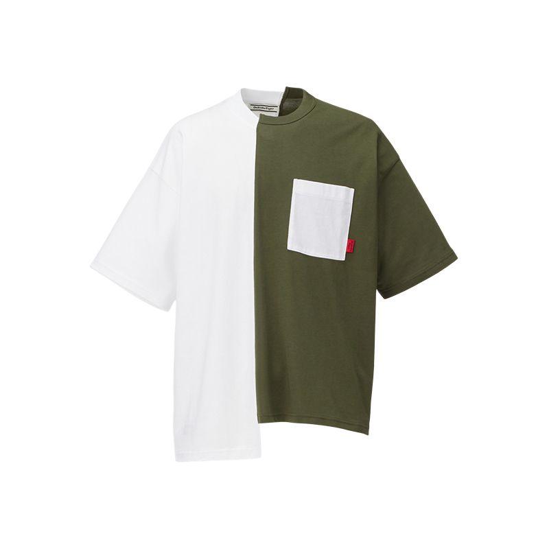 

Onitsuka Tiger Pocket Tee Fashion Casual Simple Round Neck Short Sleeve T-Shirt Unisex Tops White Khaki 2183B429-100 M