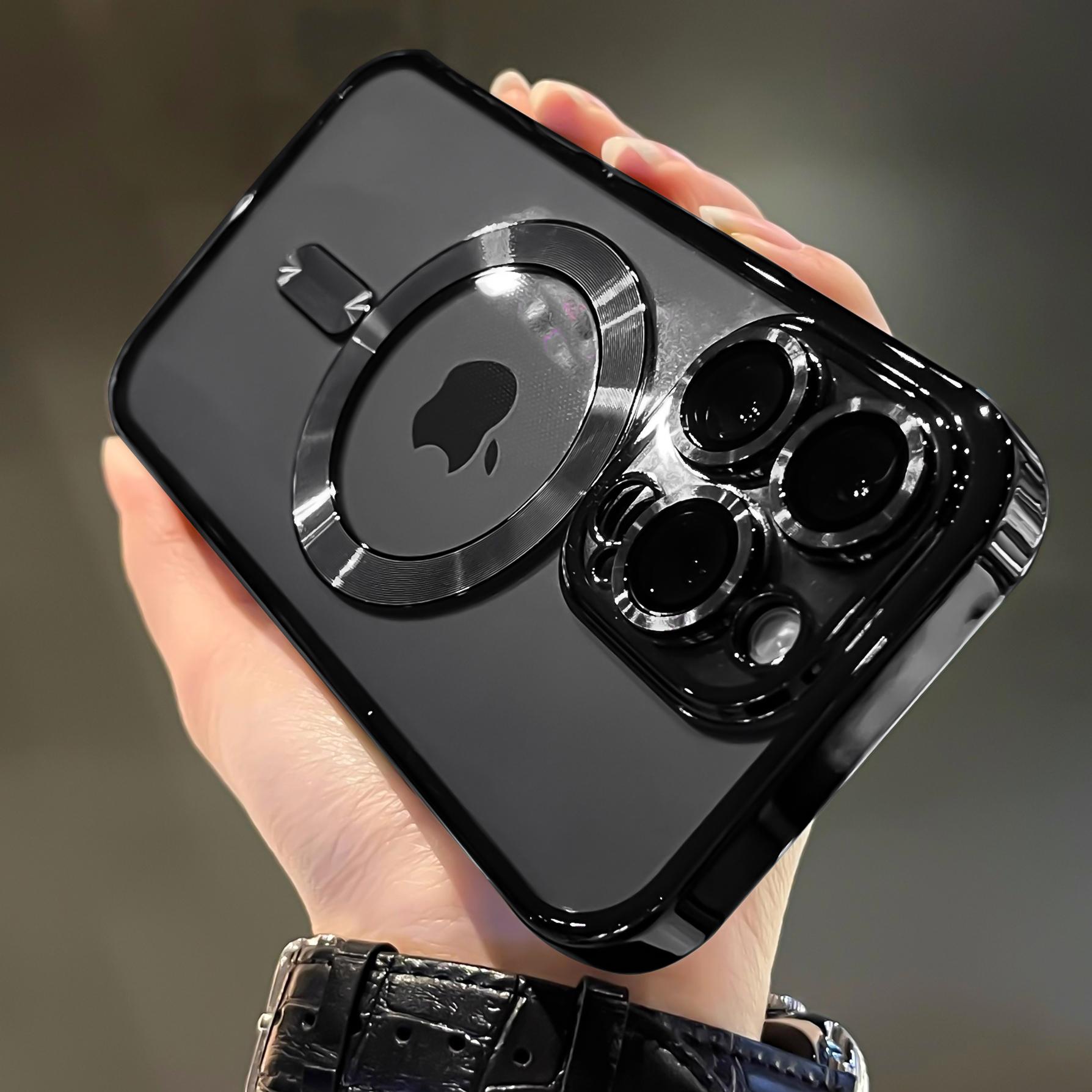Transparente Magnetische Hülle mit Beschichtung für iPhone 16 Pro Max 16 Plus 14 13 12 11 15 Pro Max für Magsafe Kabelloses Laden Handyhülle For iPhone 14 Pro black