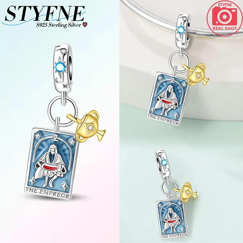 Exquisite Tarot Card Pendant Stars Moon Sun Original Copper Charms Beads Fit Bracelet Women Fine Delicate Gift Accessory Set