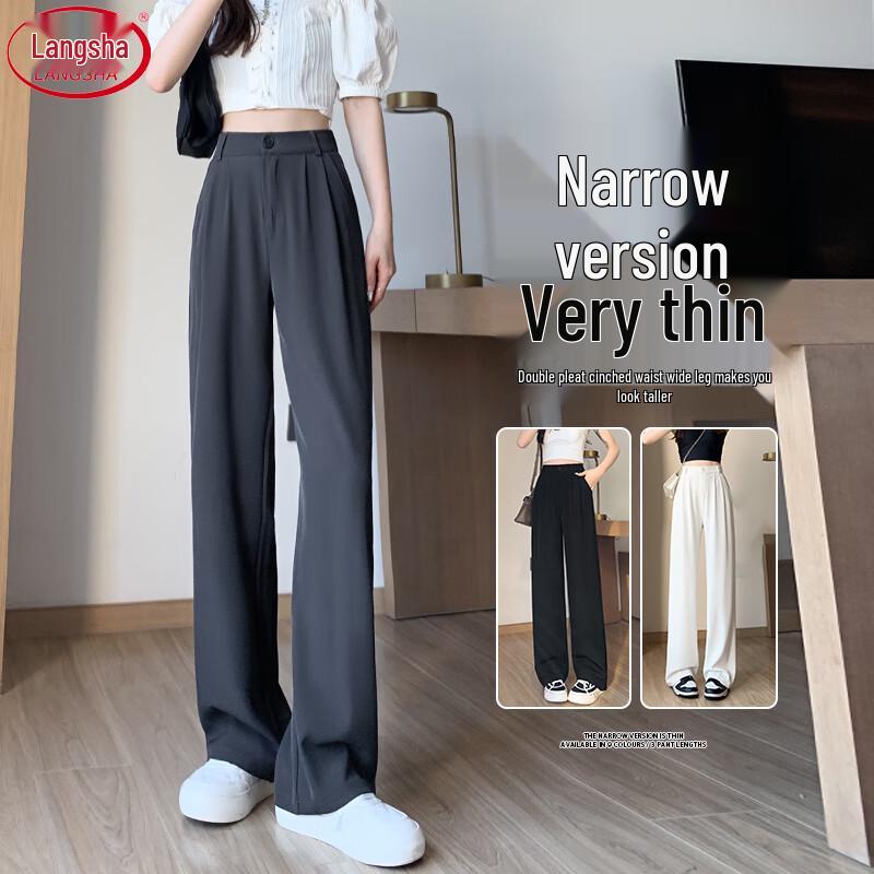 

Женские брюки костюмные Langsha с высокой талией, прямые, широкие от бедра XL