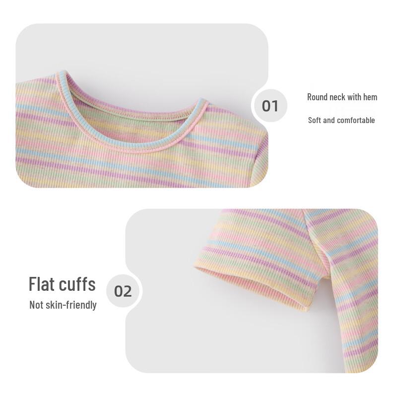 JELLYBABY Girls' Striped Short Sleeve T-Shirt