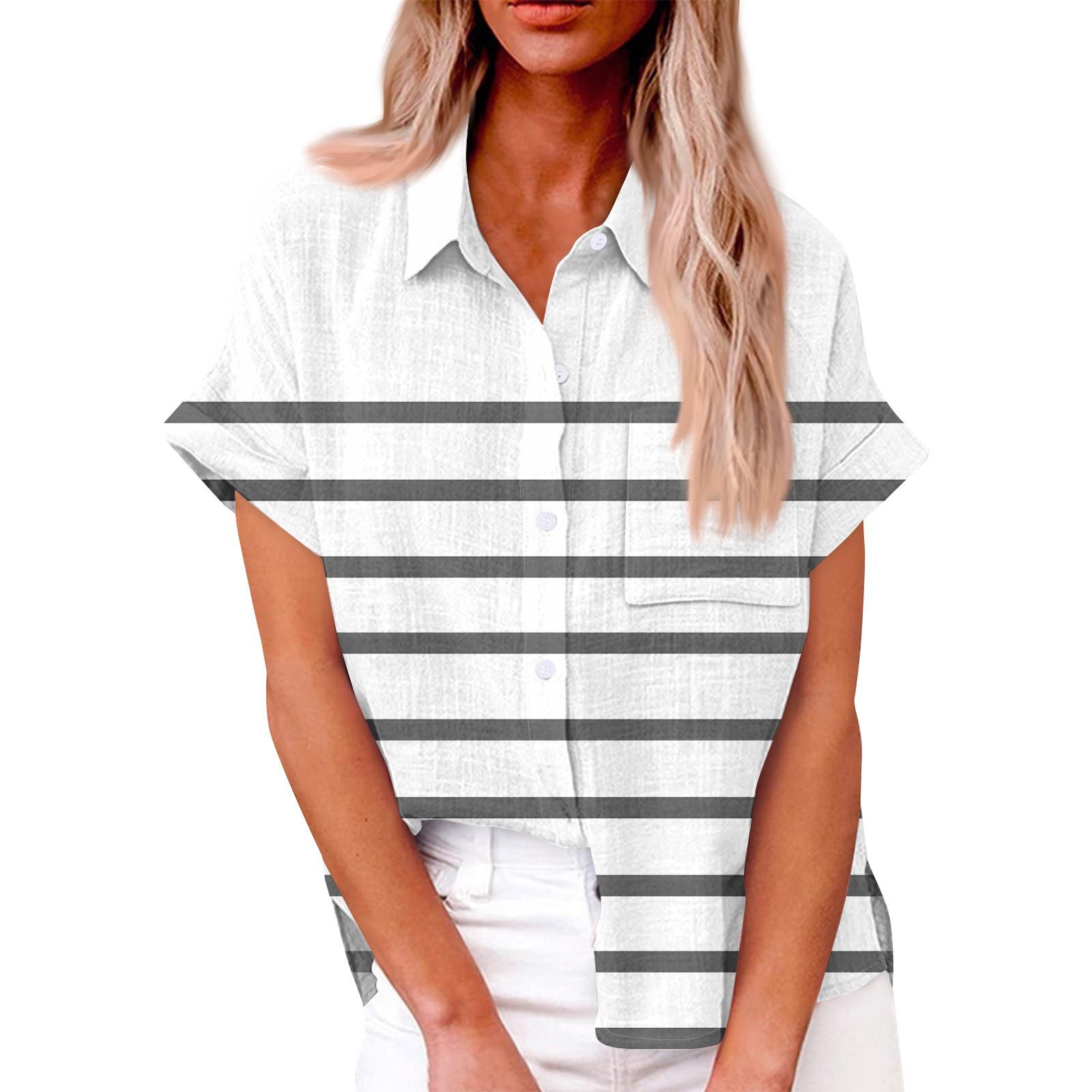 

Женская свободная повседневная рубашка с короткими рукавами и отворотом с цифровым принтом и карманом XL чёрный