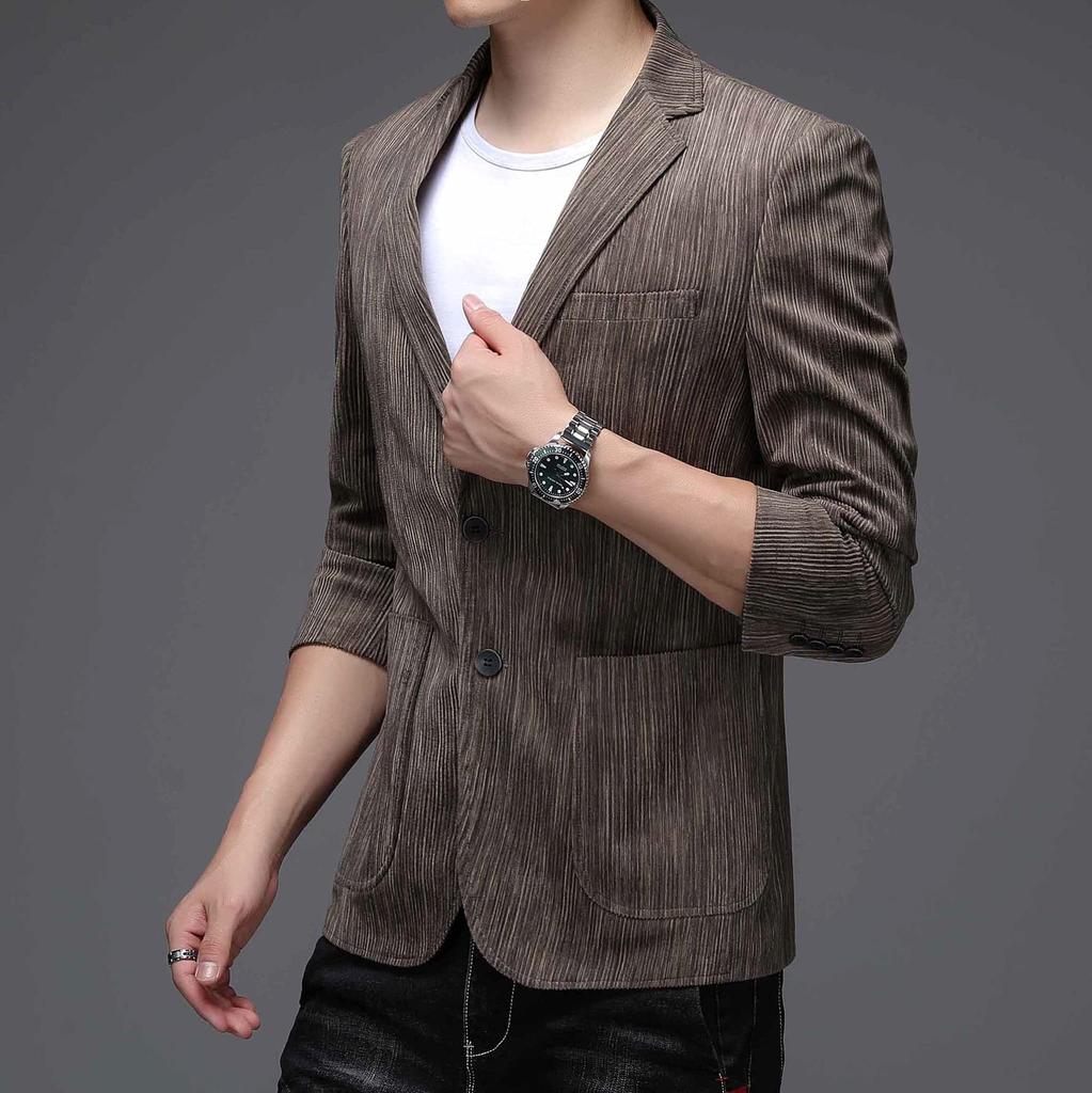 FHLHY Long Sleeve Tailored Available In Large Sizes Men's Slim-Fit Jacket, Casual, Business, Stylish,