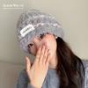 Wool hat women's autumn and winter new striped ear protection hat showing a small face, big head circumference, headgear, warm knitted hat
