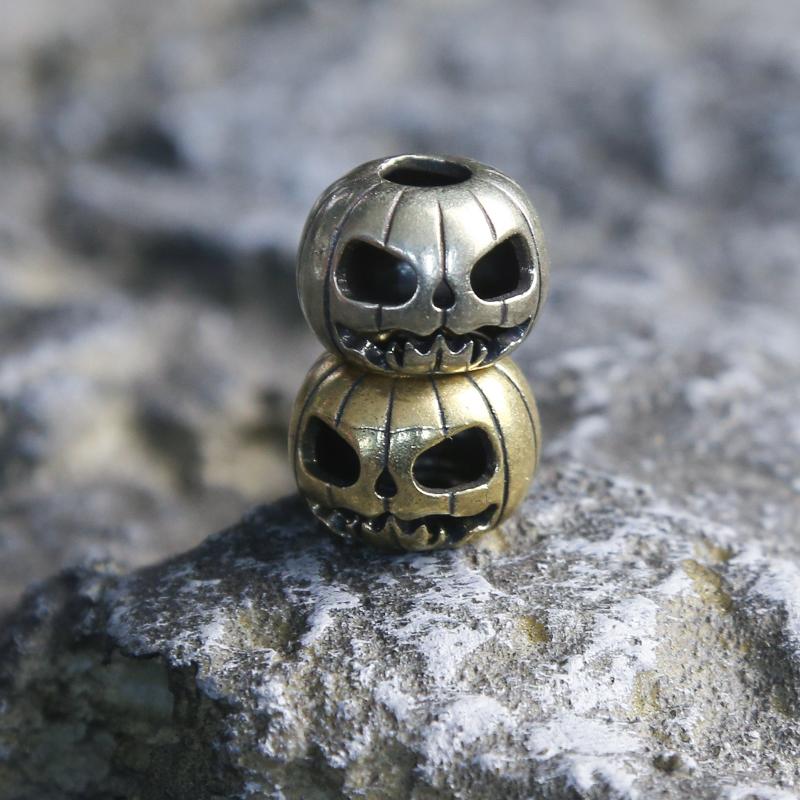 Halloween Pumpkin Skull Face Lantern EDC Brass Knife Beads DIY Woven Paracord Lanyard Pendants EDC Slider Accessories