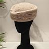 Fair Isle Pattern Stewardess Beret Hat Faux Fur Trim Teardrop Hat New Pillbox Hat  For Women