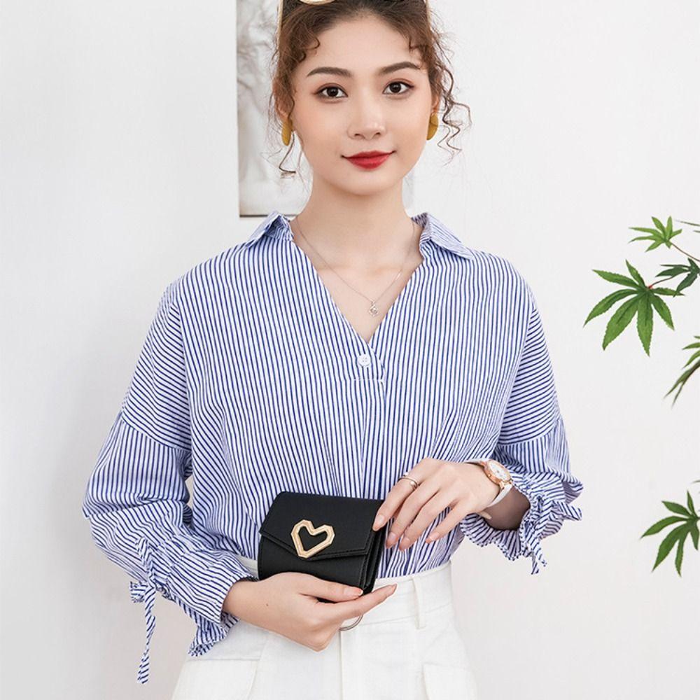 Fashion PU Leather Square Trifold Wallet 5 Colors Heart-Shaped Short Wallet Coin Purse Women Girls