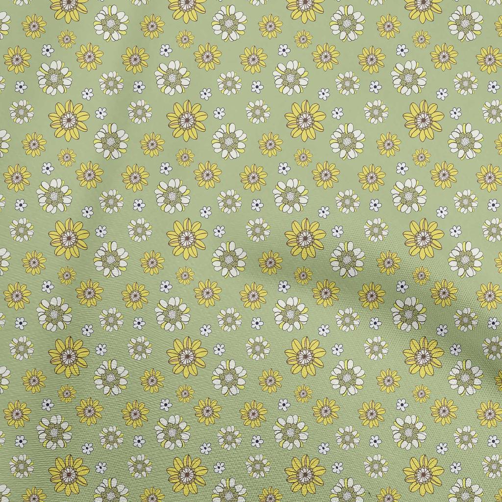 oneOone Cotton Poplin Light Beige Fabric Floral Retro Sewing Material Print Fabric By The Yard 42 Inch