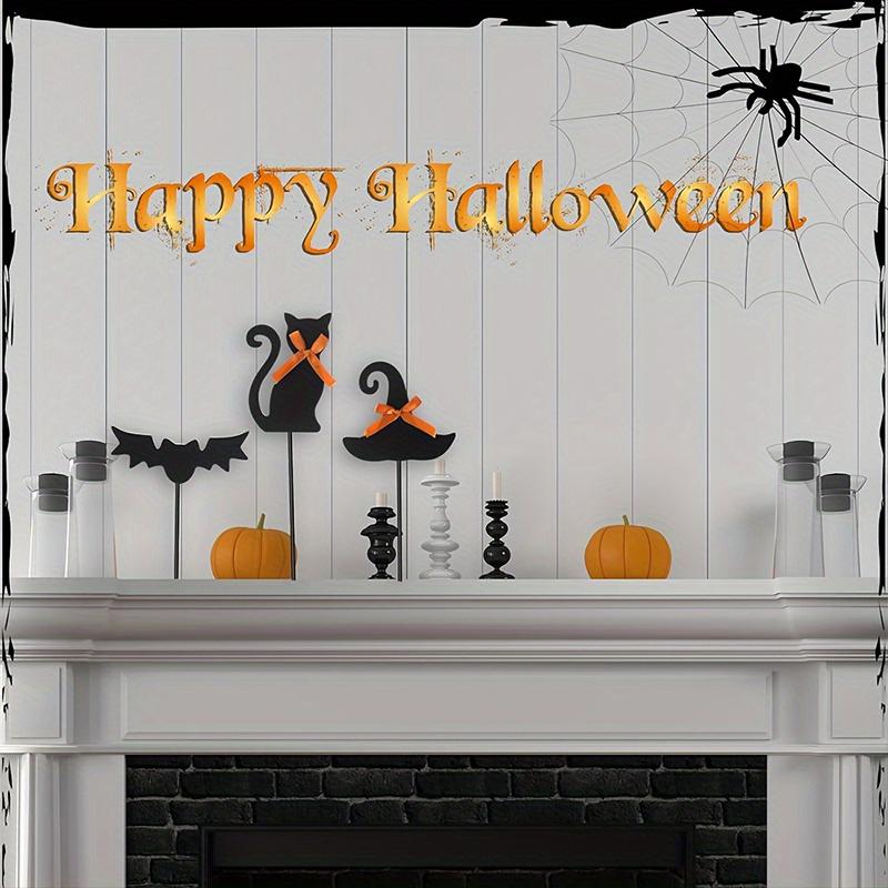 Halloween Wooden Logo Ornament Witch Hat Bat Desktop Decoration