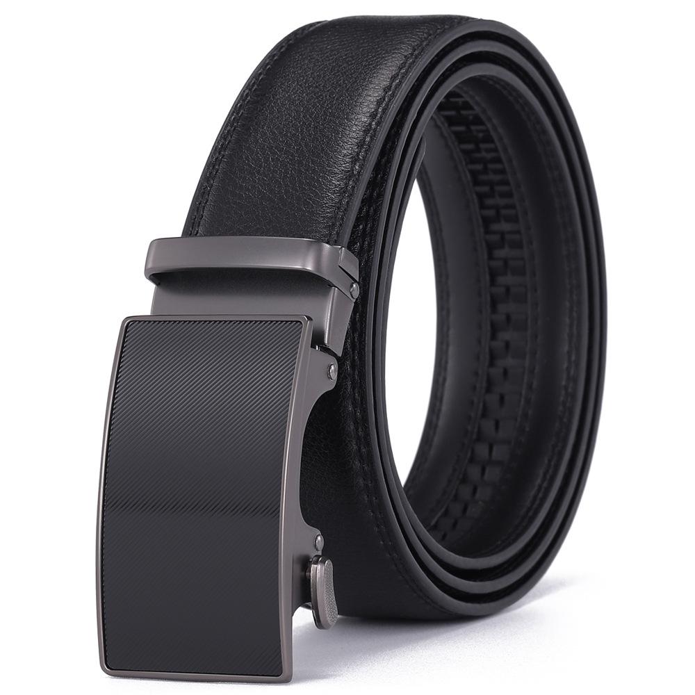 Men's Genuine Leather Automatic Buckle Belt - Cowhide Casual Waist Belt for Pants