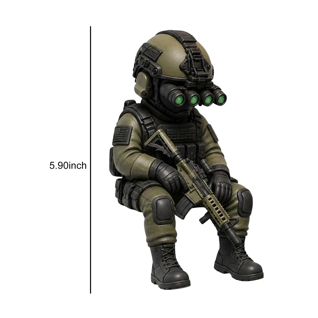 Miniature Tactic Soldier Figurine Small Resin Soldier Sculpture Desk Decor Operator Statue for Monitor/Computer Case/Bookshelf