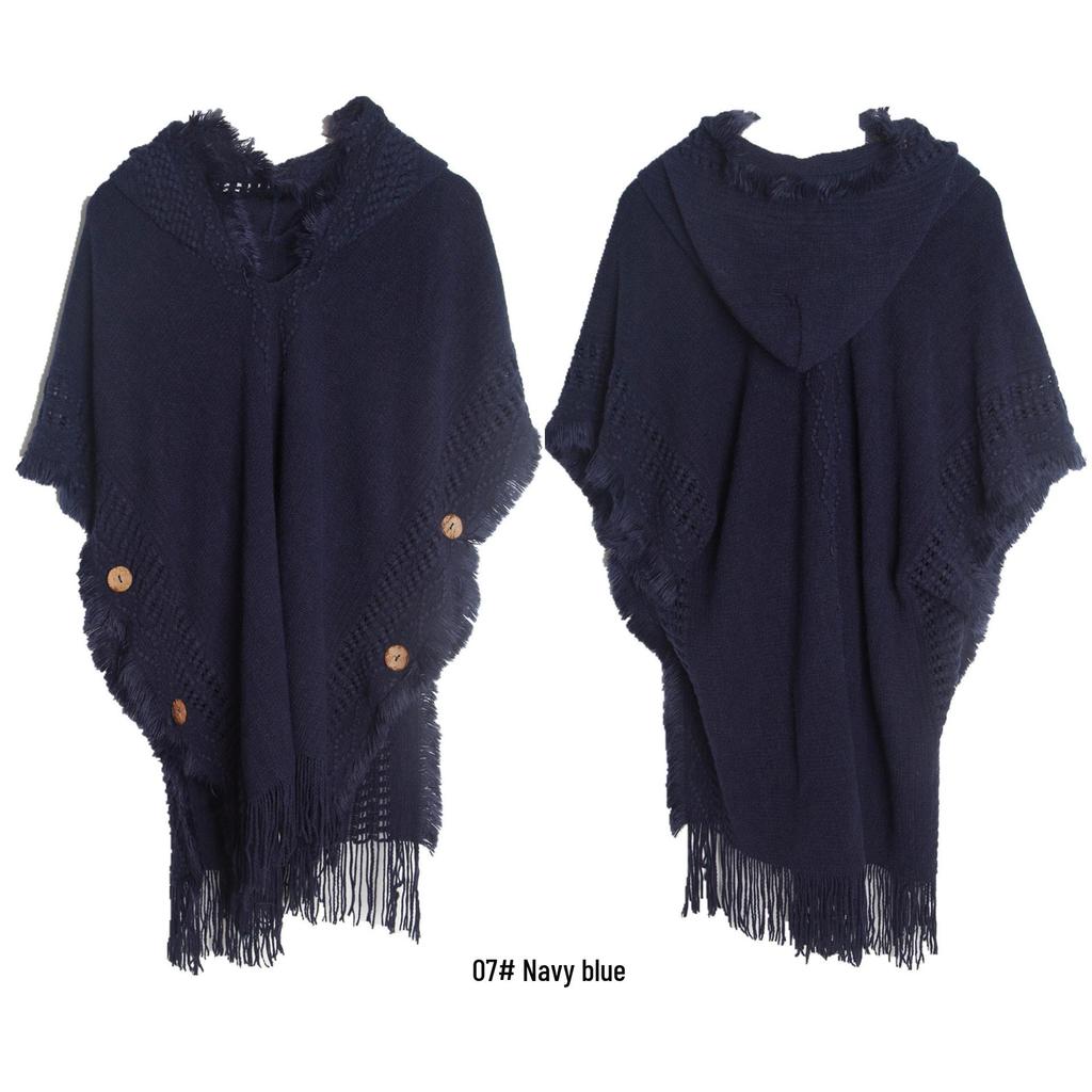 Suéter grande com capuz e botões europeus e americanos para primavera, outono e inverno