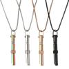 Stainless Steel Mindfulness Pendant Meditation Tool Meditation Necklace Breathing Whistle  Couple