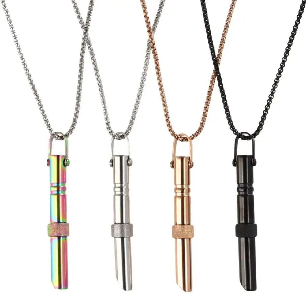 Stainless Steel Mindfulness Pendant Meditation Tool Meditation Necklace Breathing Whistle Couple