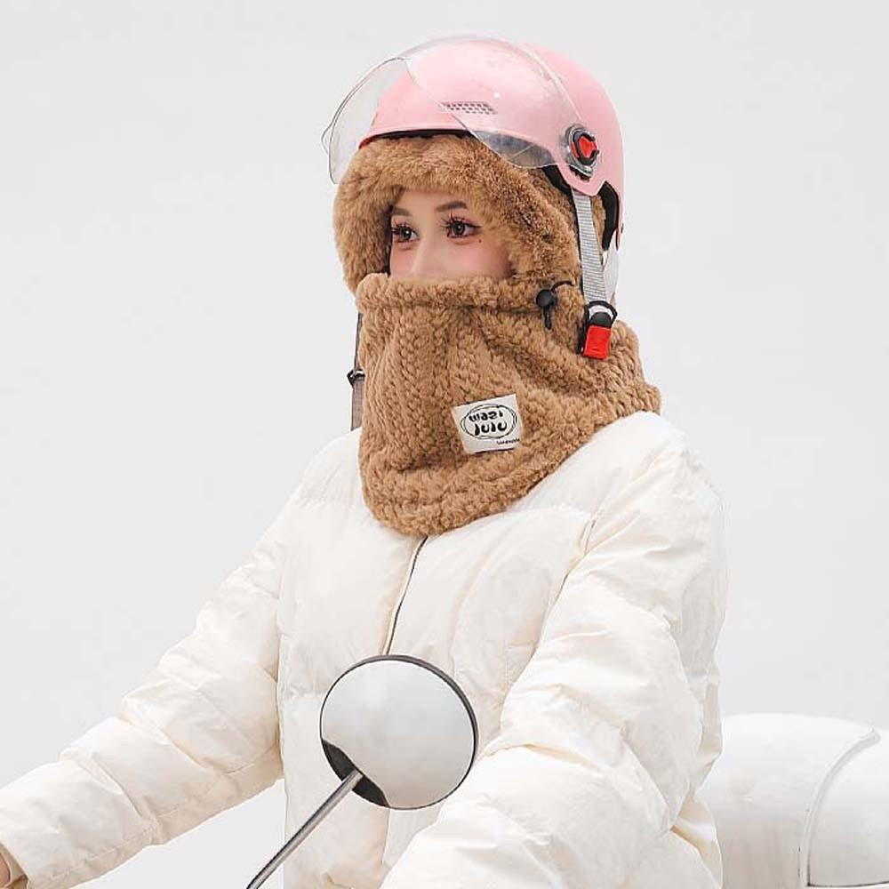 Plush Winter Integrated Scarf Cap Soft Cold Proof Scarf Versatile Pullover Mask Cap  Anti-cold