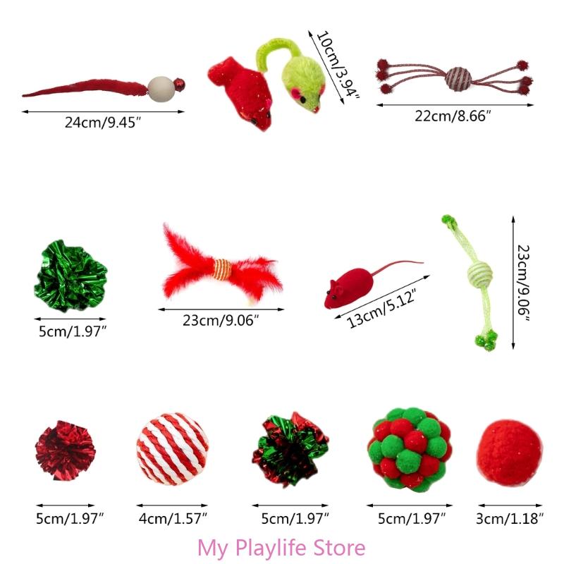 Christmas Cat Balls Toy Accessories Furry Balls Pompoms Rattan Balls Mouse Cat Toy Attachments Balls Mouse