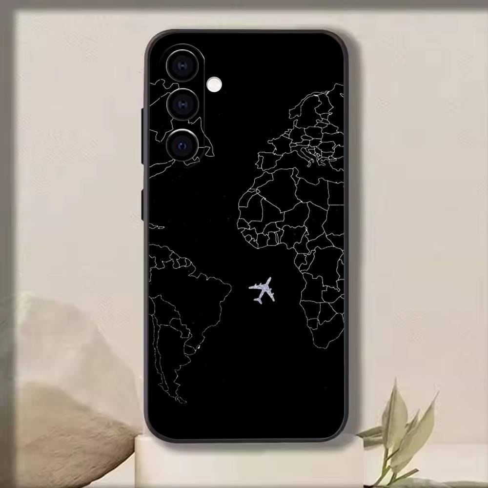 Travel-Inspired Airplane Route   Phone Case For Samsung Galaxy A73,A72,A71,A70,A53,A52,A51,Others Soft Black Cover