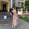 2026 New Summer Gallery Vacation Style Small Flying Sleeves Slim French Retro Slim Slim Dress Coffee Break Dress