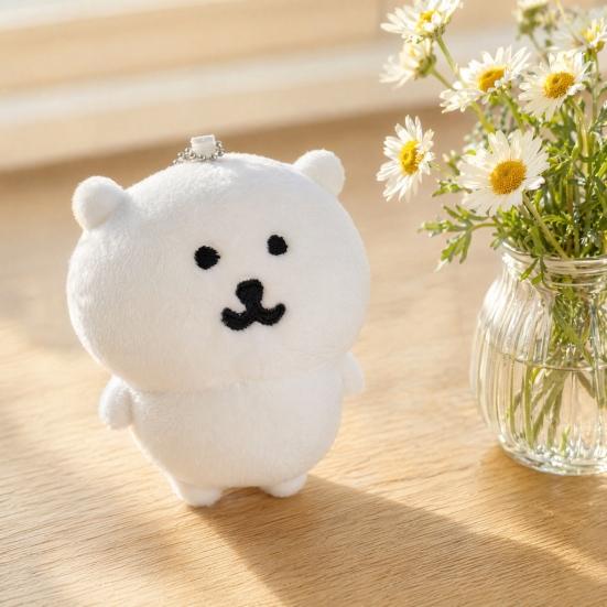Huaqianguhh Cute Bear Plush Keychain, Soft Stuffed Animal Keyring for Bag, Adorable Cartoon Pendant Backpack Purse, Birthday Gift