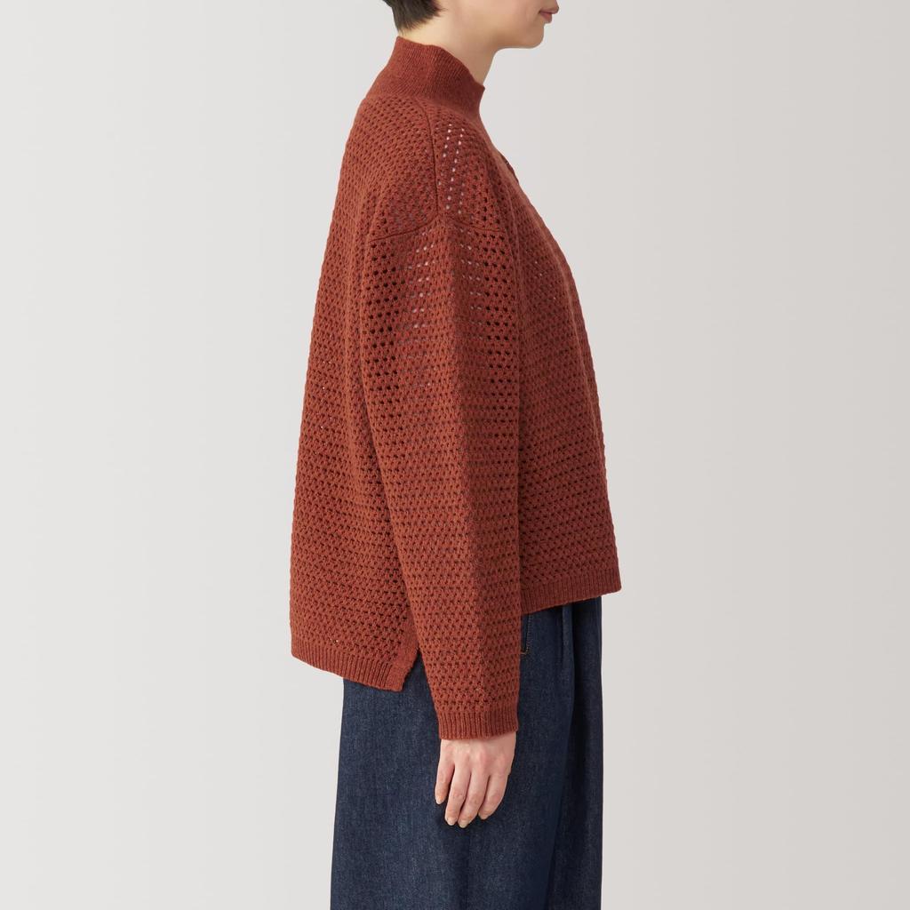 MUJI Women's Wool Blend Knit Mesh Pullover, BG1R2A4A, Smoky Orange, Size M