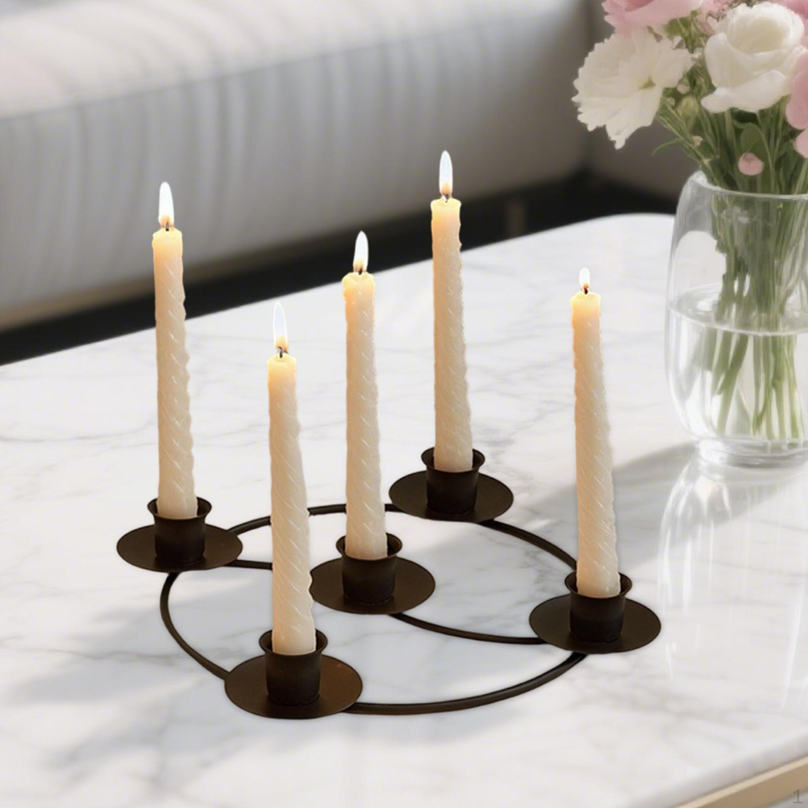 

Advent Wreath Candle Holder European Home Decor Candlestick Metal for Candles чорний
