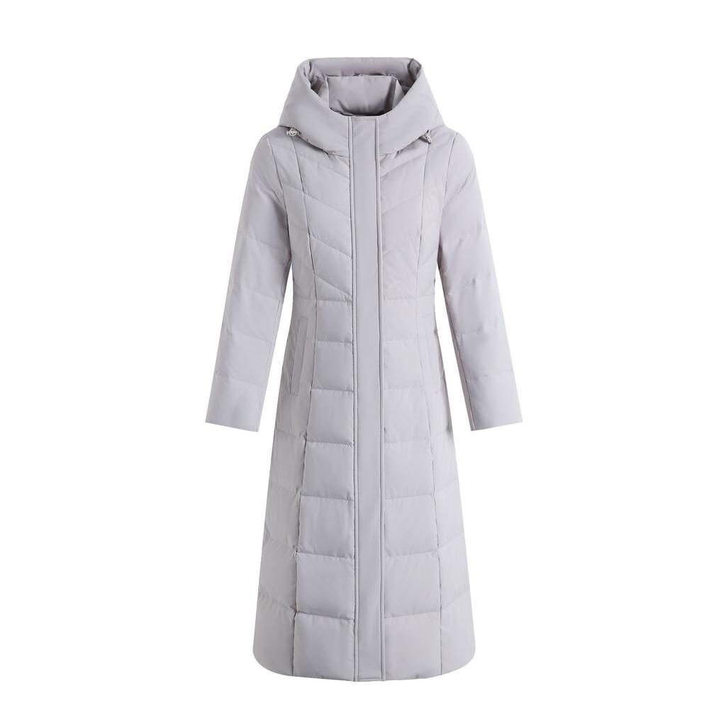 High-end big-name women's long white duck down jacket middle-aged mother temperament fashionable slim-fitting knee down jacket