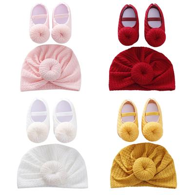 Baby Girls Flats Non-Slip Soft Sole Cute Shoes Newborn Princess Wedding Shoes First Walkers 0-12M with Hat