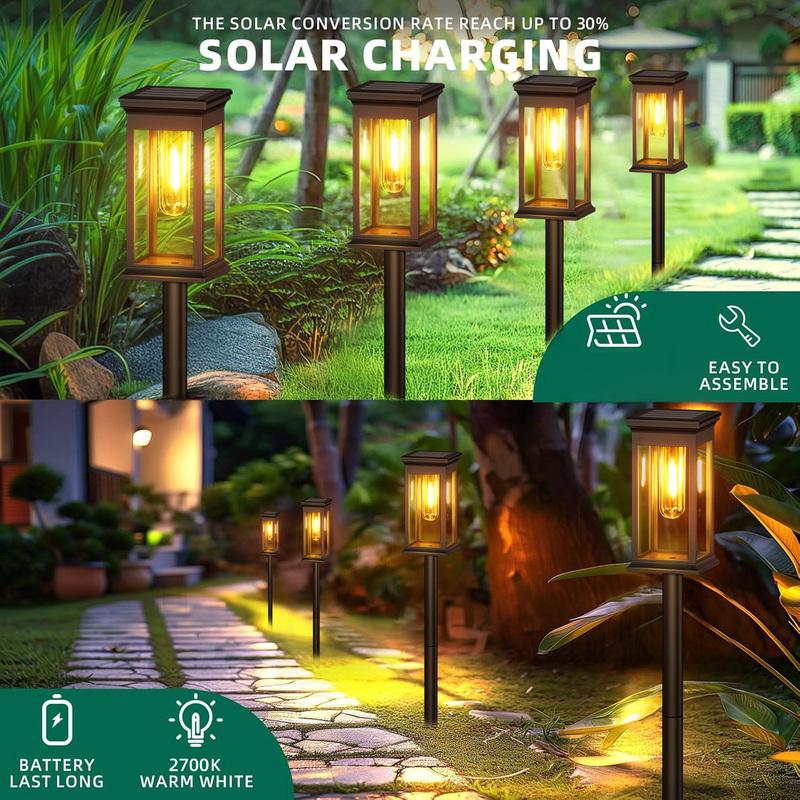 6 Pack Solar Pathway Lights Outdoor, Upgraded Solar Lights For Outside, Auto On/Off Solar Landscape Path Lights
