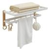 Yi Pan Foldable Double Towel Rack, Space Aluminum with Beech Wood White Style