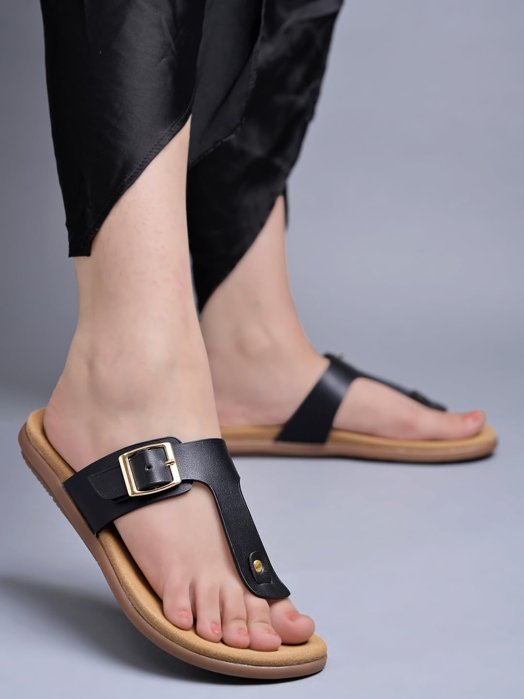 

Shoetopia Solid Black Flats For Women /Eu41 8 UK чёрный