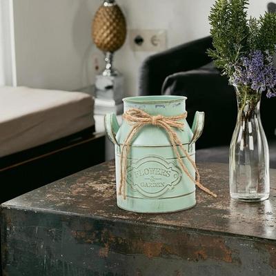 Country Metal Vase for Floral Arrangements