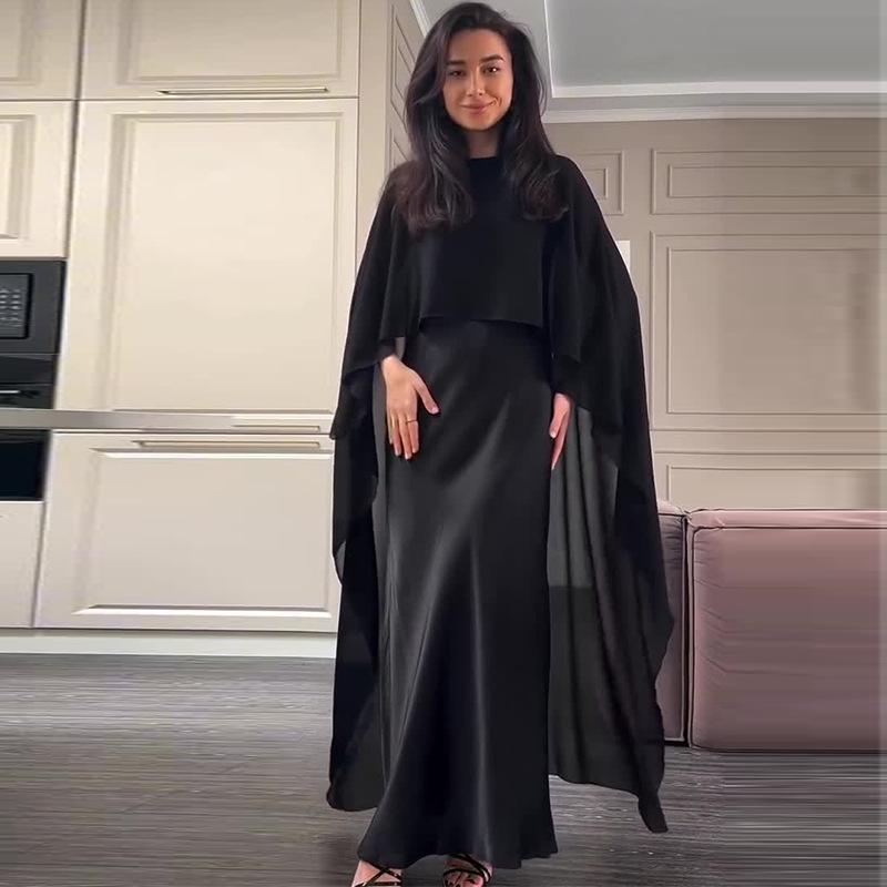 

Летний женский комплект из однотонного топа без рукавов и накидки - Европейский и американский слегка зрелый стиль S чёрный