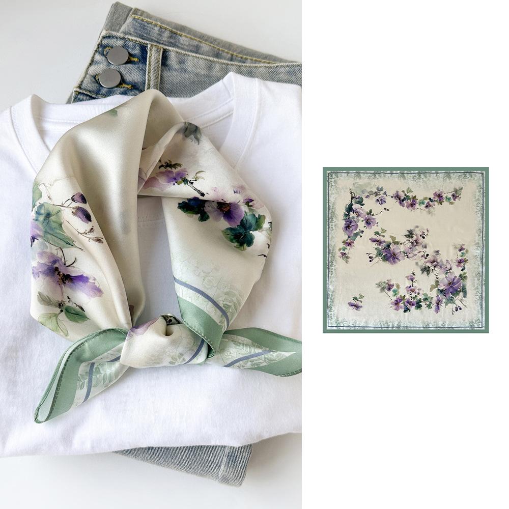 Seidentuch klein quadratisch Damen Nationalstil bedruckt Maulbeerseide Tuch quadratisches Tuch Seide schlicht Kreppsatin Seidentuch