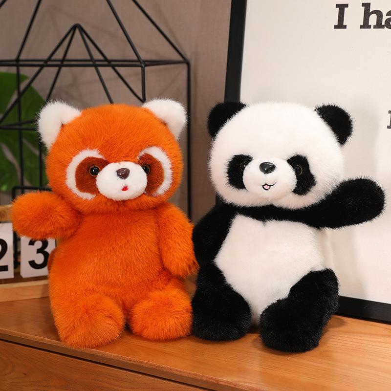 Cute Articulated Raccoon Koala Rabbit Doll Plush Toy Black and White Panda Doll Ragdoll Birthday Gift