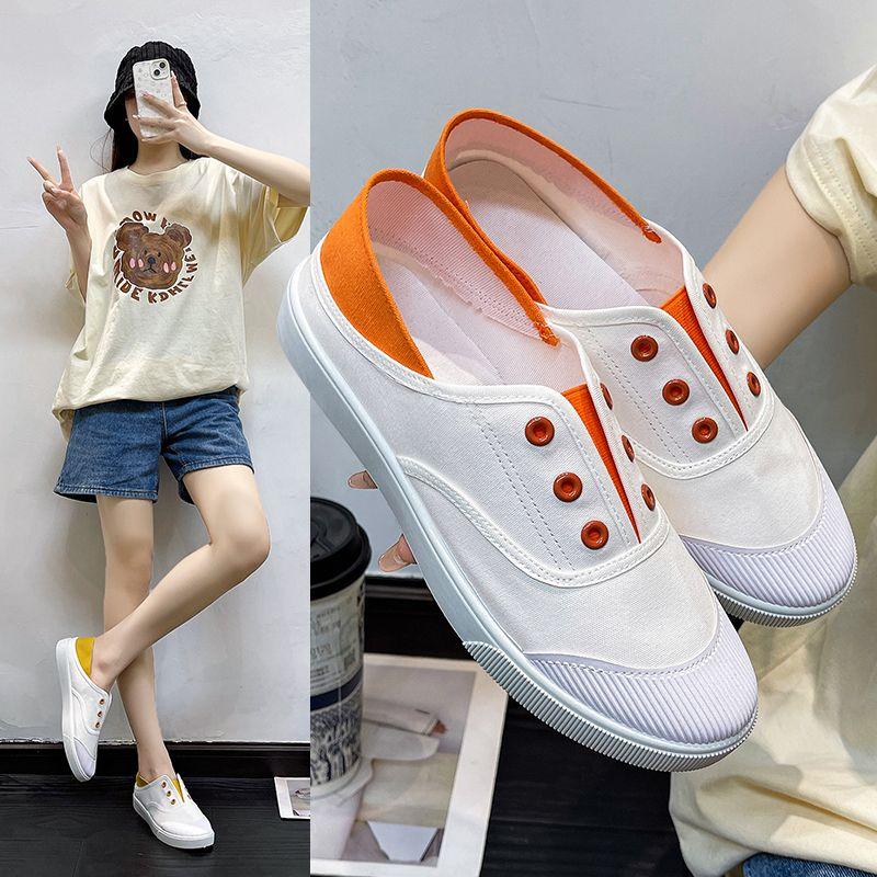 Summer Light Canvas Shoes for Women Casual Flat Slip On Woman Footwear New In Offers Fashion Trends 2025 Cheap Vulcanized Shoe