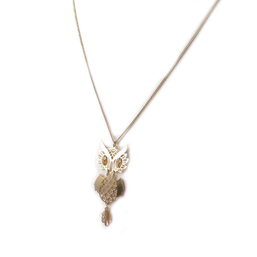 Les Trésors De Lily [N8182] - Golden 'Owls' Designer Necklace