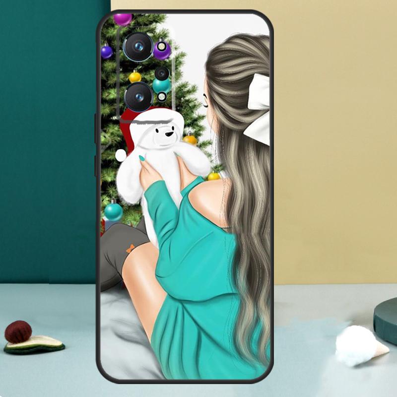 Fashion Girl Merry Christmas For OPPO Realme C33 C55 C35 C31 C30 C21Y C25 C11 C15 GT Neo 5 3T 2T 8 9 10 11 Pro Plus Case