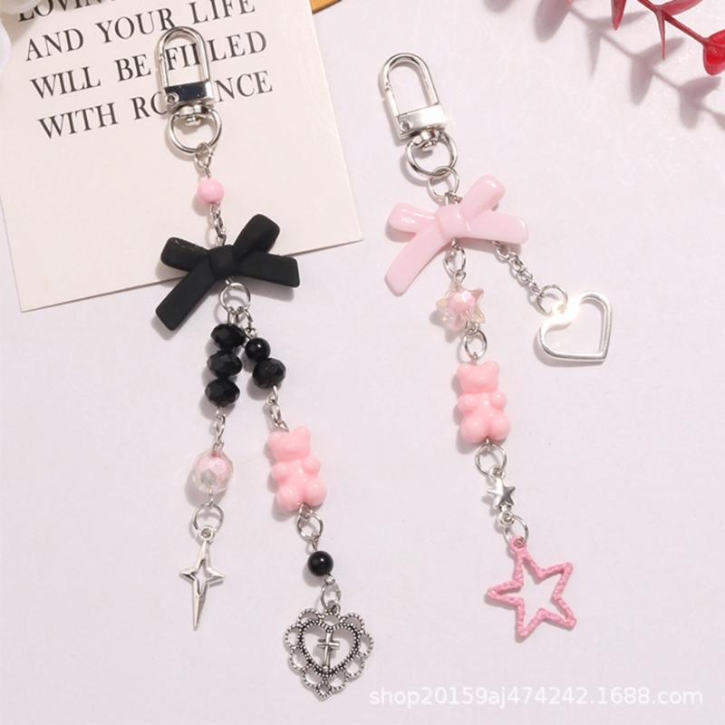 Eye Catching Heart Bear Key Chain Pendant Butterfly Knot Key Rings for Phones