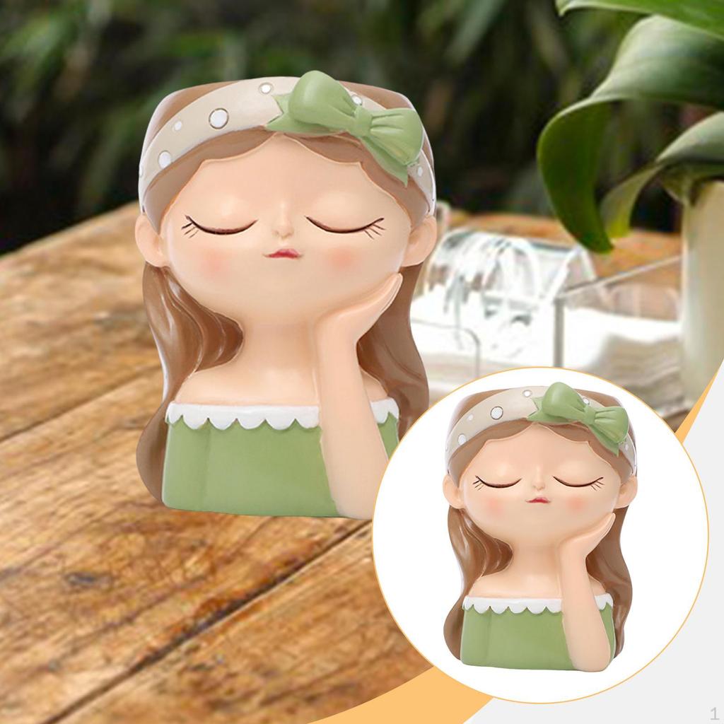 Girl Flower Pot Planter Creative Ornament Home Decoration Plant Container Resin for