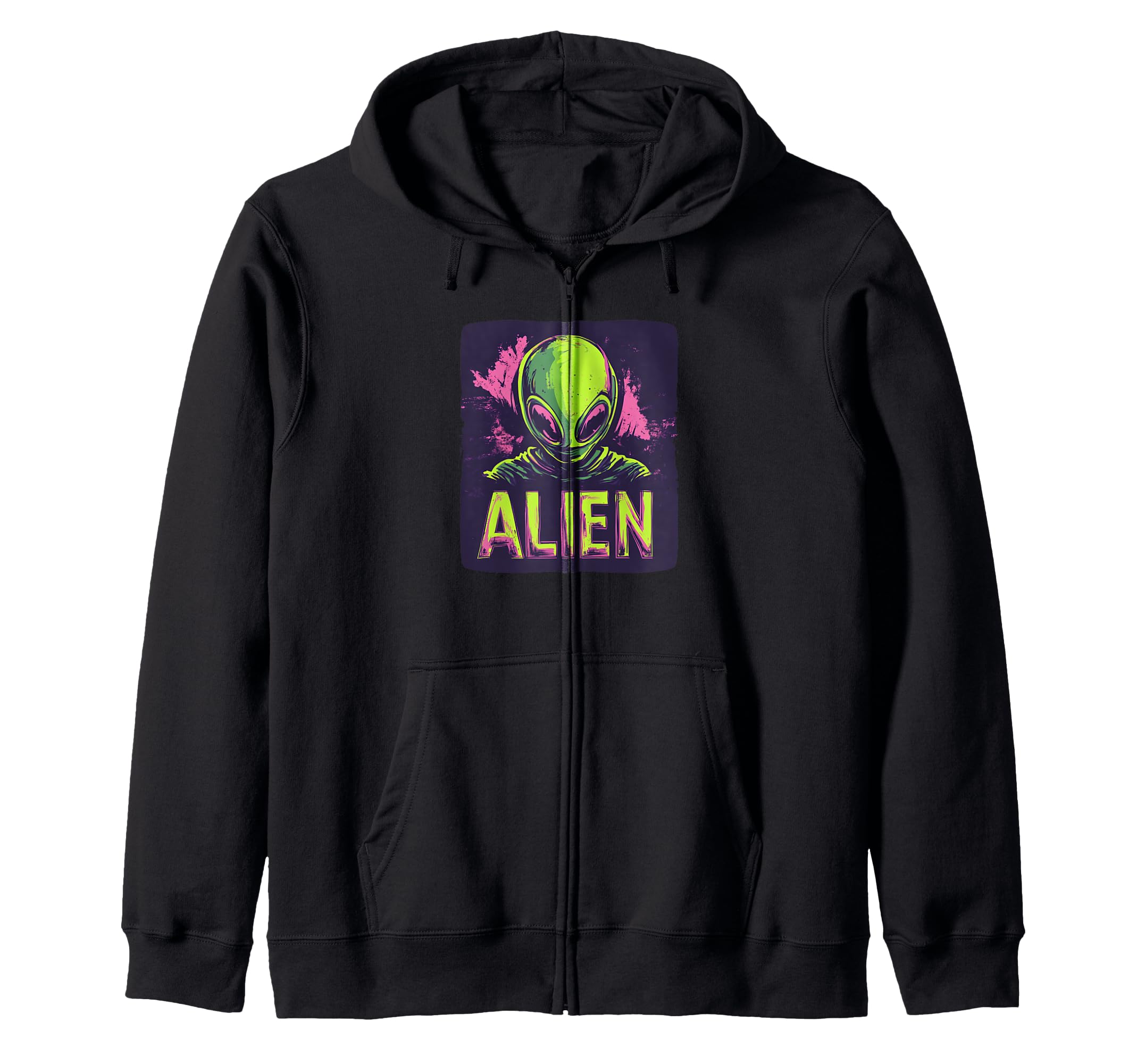 Enjoy the galaxy with this alien graphic costume. Zip-up hoodie