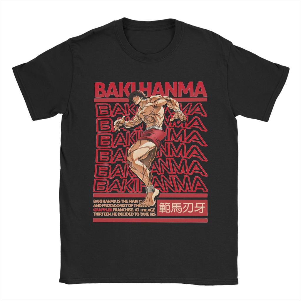 Hanma Baki Brutalism Men T Shirts Anime Humor Tee Shirt Short Sleeve O Neck TShirt 100 Cotton Plus Size Clothes