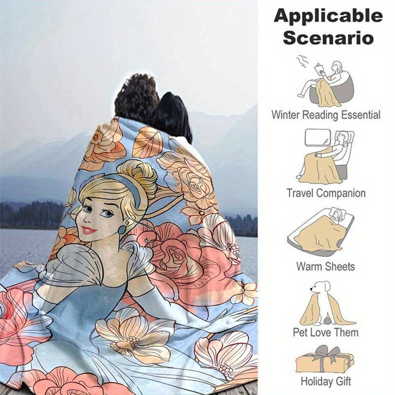 1pc Manta Decorativa Cenicienta con Estampado Floral Decoración del Hogar, Funda para Sofá, Exterior, Regalo para Ella, Manta, Dormitorio, Sala de Estar, Viaje, Camping, Coche