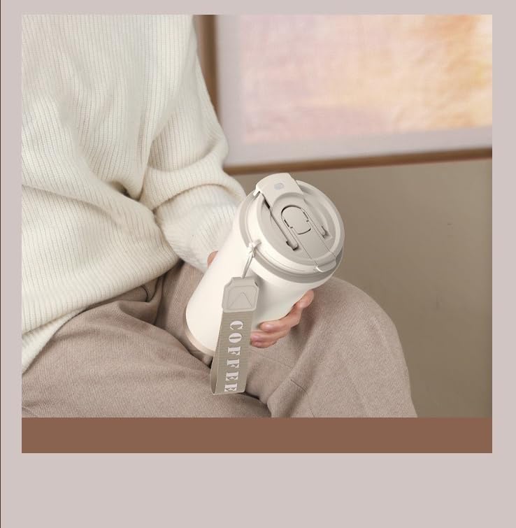 YIHFBB Spill-Proof Stainless Steel Coffee Mug, 500ml Large Capacity, Easy-to-Wash Vacuum Insulated Tumbler, Car Kettle, Hand-Washable Water Bottle,