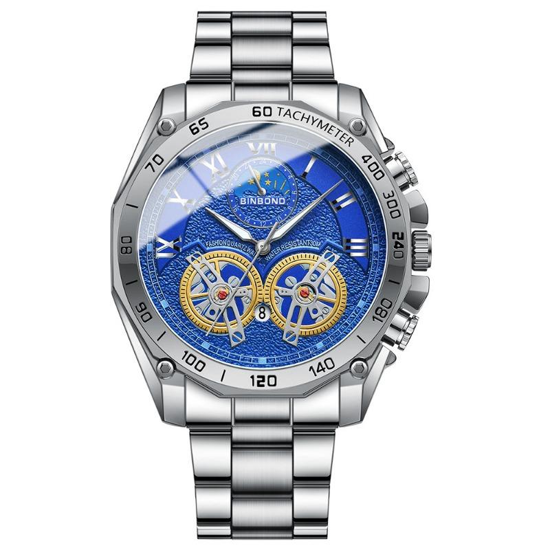 Binbang BINBOND Double Tourbillon Hollow Watch Men's Multifunctional Fashion Luminous Waterproof Quartz Watch